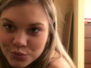 Cute blonde teen girl flips on the camera and plays with her sweet pussy